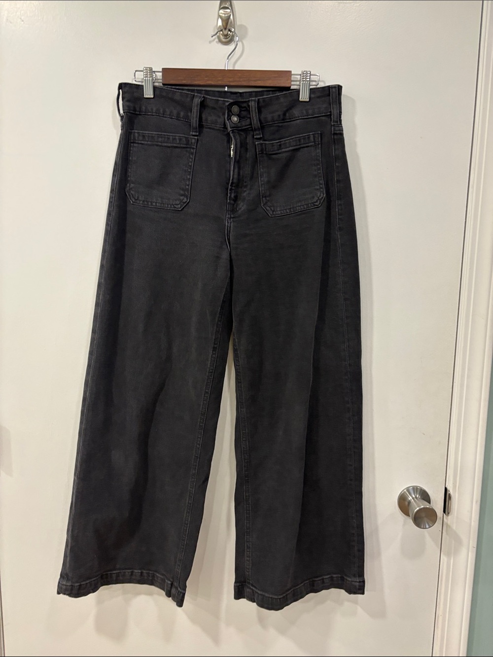 Wide Leg Black Jeans - High Waist